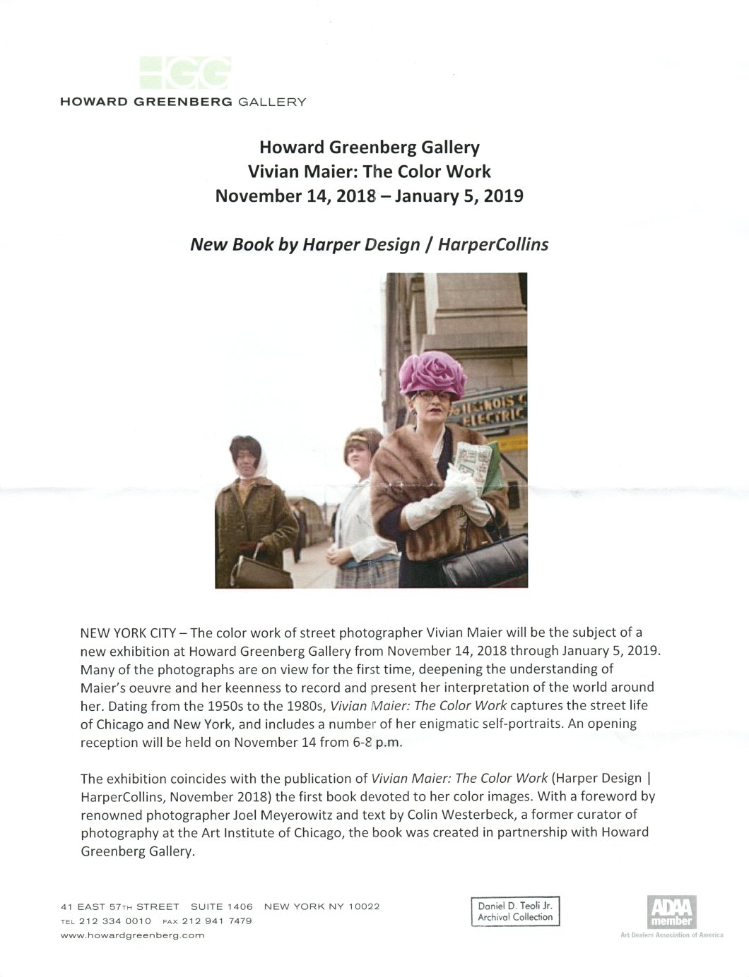 Vivian Maier Greenberg Show Ephemera D.D. Teoli Jr. A.C (3)