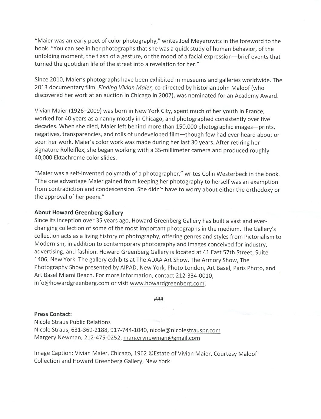 Vivian Maier Greenberg Show Ephemera D.D. Teoli Jr. A.C (4)